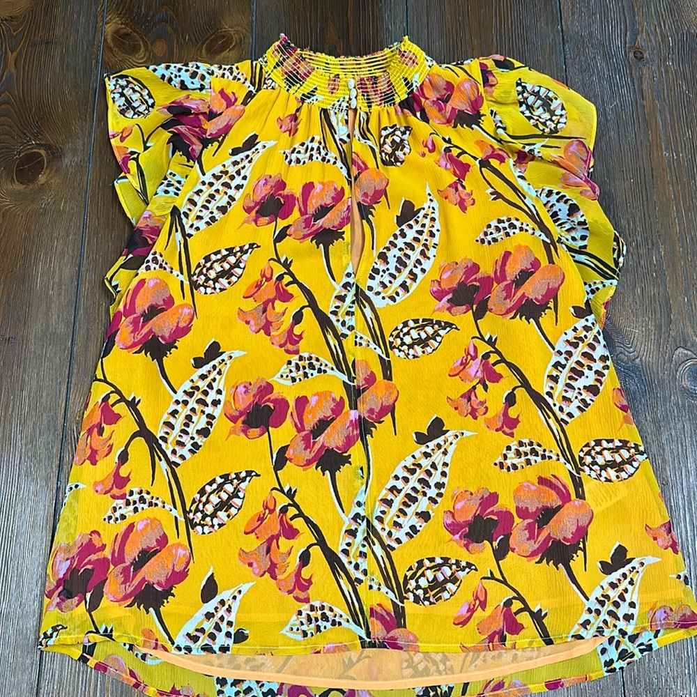 A.L.C Hayley Silk Top In Yellow Floral Print
